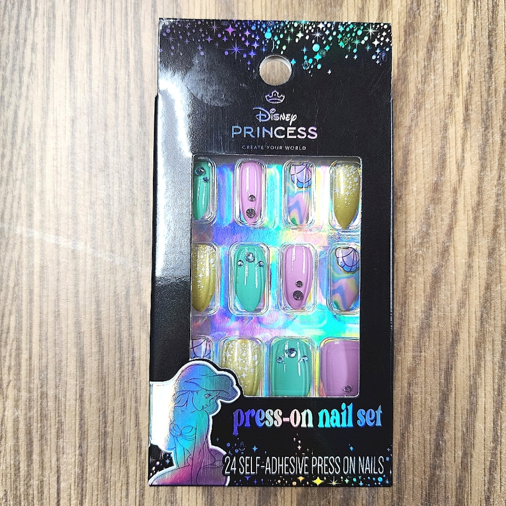 Disney Princess Press-On Nail Set 24 Self-adhesive New Little Mermaid Ariel